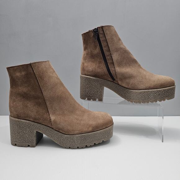 Cordani Finley Ankle Bootie Womens EU 40 Fango Tan Suede Platform Heel Lug Sole - Picture 3 of 14